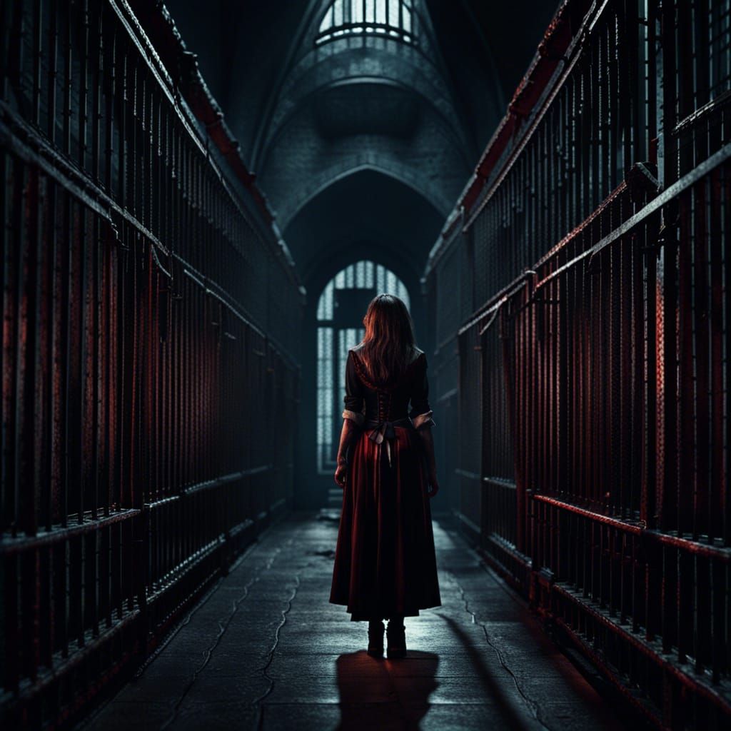 Vampire and Werewolf in Gothic Jail Cells