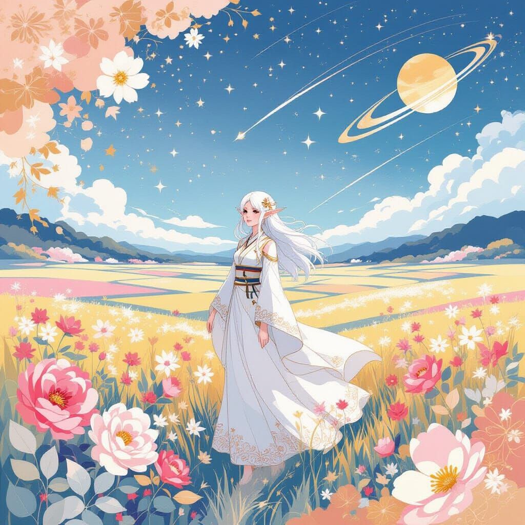 Minimalist Elf in Matsushima Paradise, Anime Style