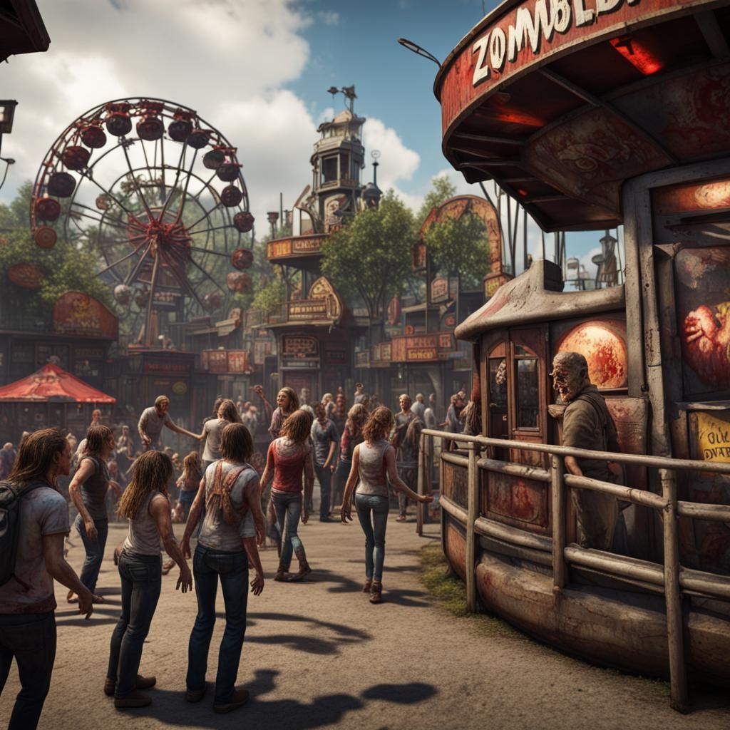 Hyperrealistic Zombie Theme Park in 64k Resolution