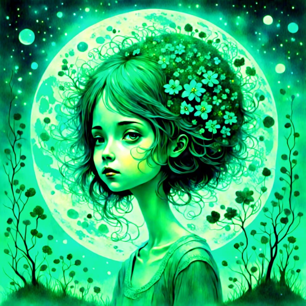 Whimsical Kafkaesque Portrait in Watercolor Style