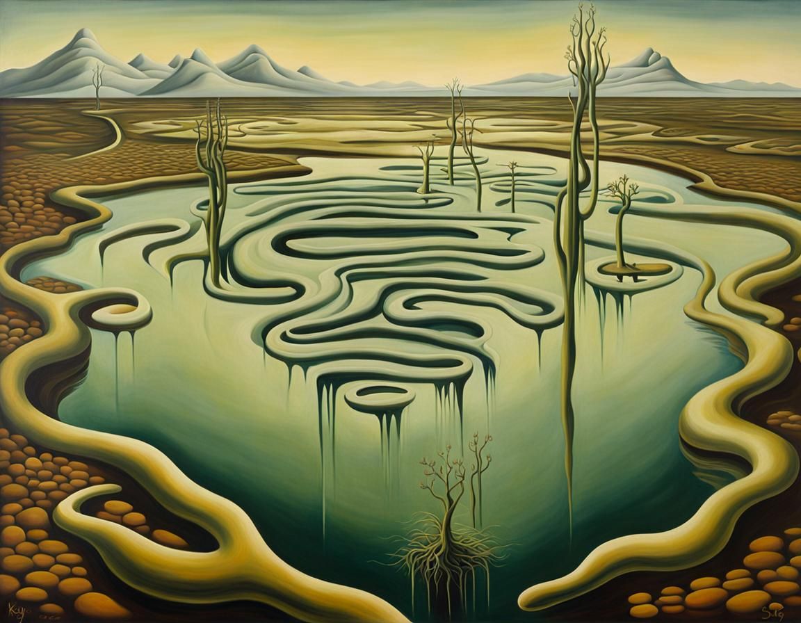 Surreal Thyme: A Melting Oil Painting Masterpiece