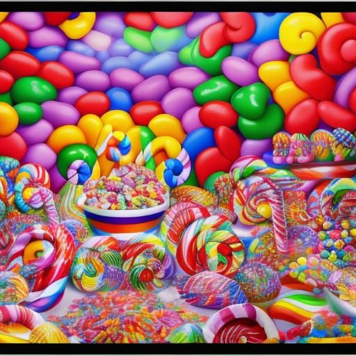 Candy Shop from Hell: Hyperrealistic Digital Illustration