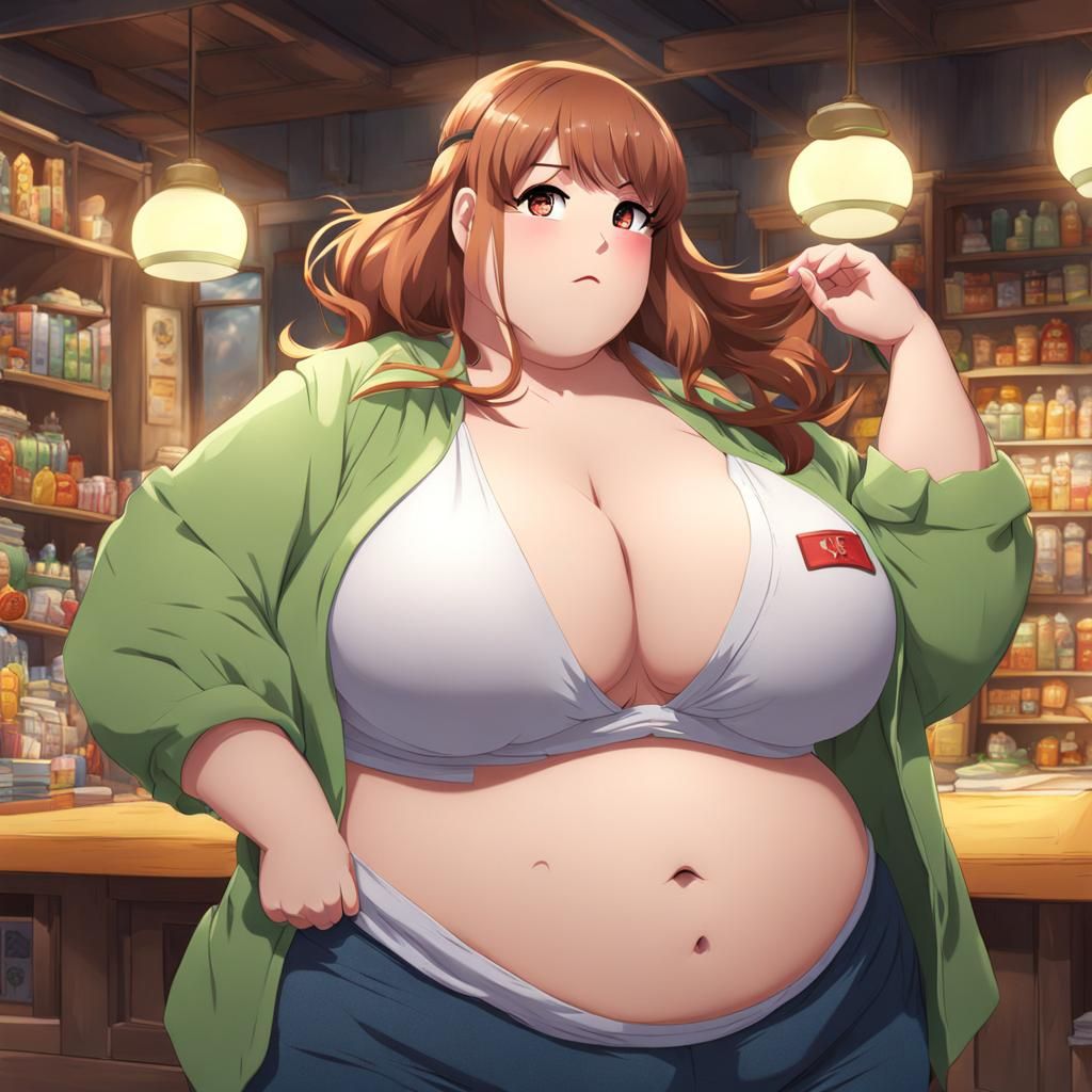 Anime Girl: Overweight and Bursting Clothes