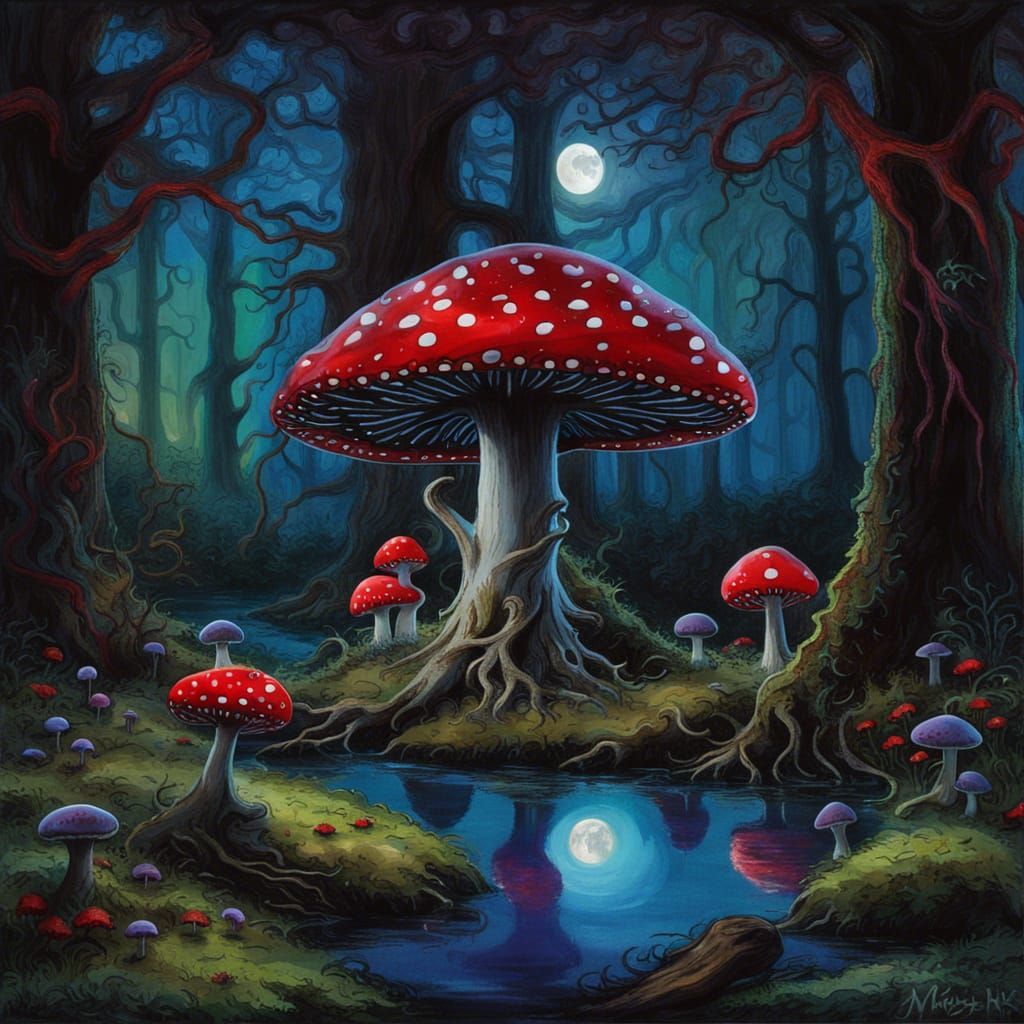 Enchanted Gothic Forest Under Full Moon