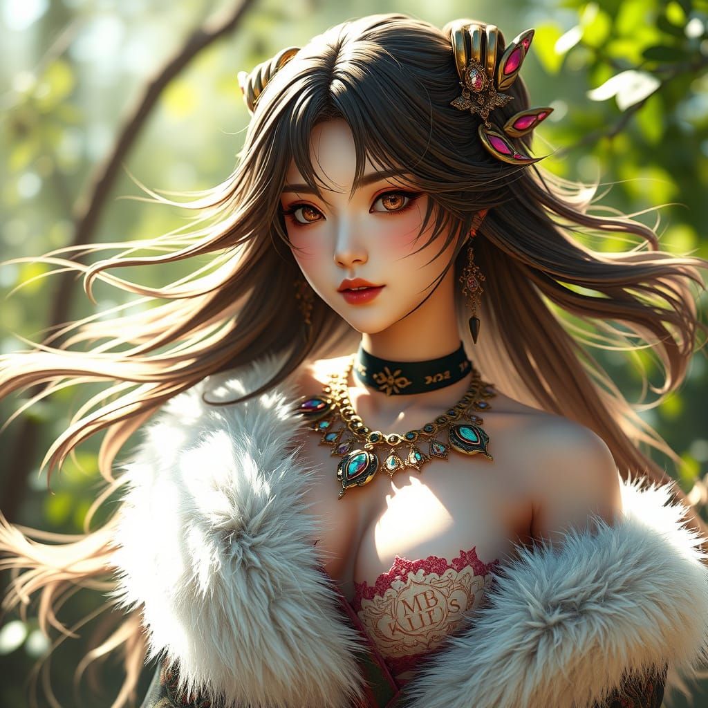 High-Fashion Model in Natural Light: 3D Anime Art