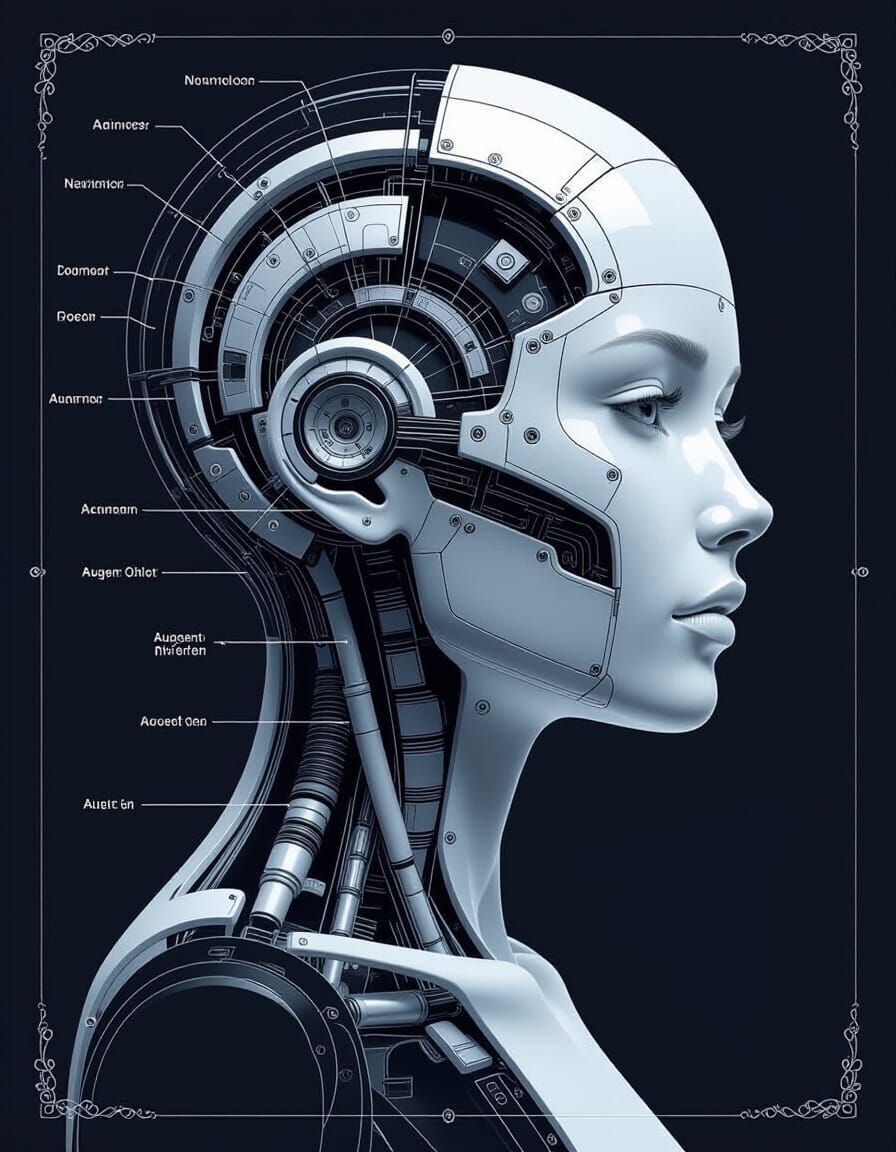 Android Woman: Sensual Realism Meets Surgical Blueprint