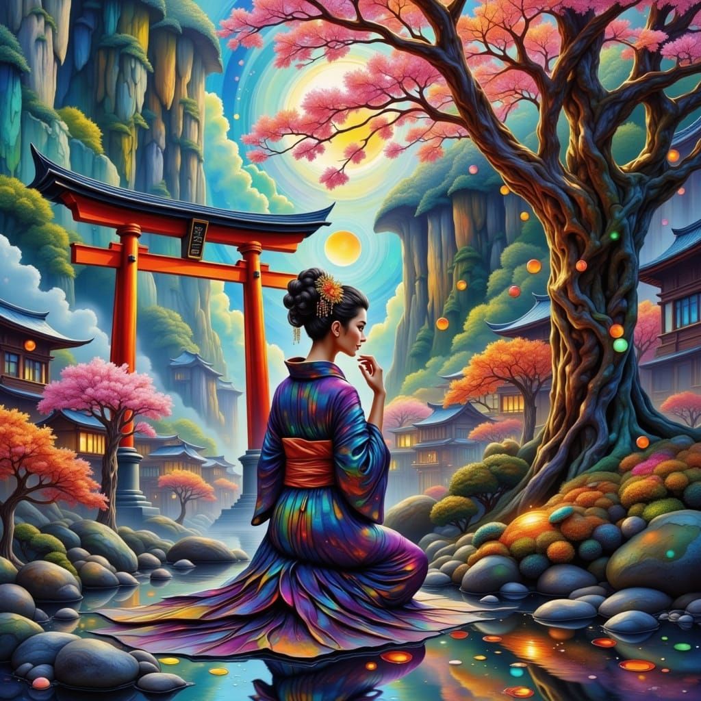 Cyberpunk Kyoto Geisha in Aurora Nexus