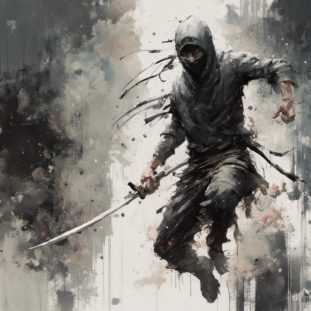 Ninja Dropkick in Textured Speedpaint Style