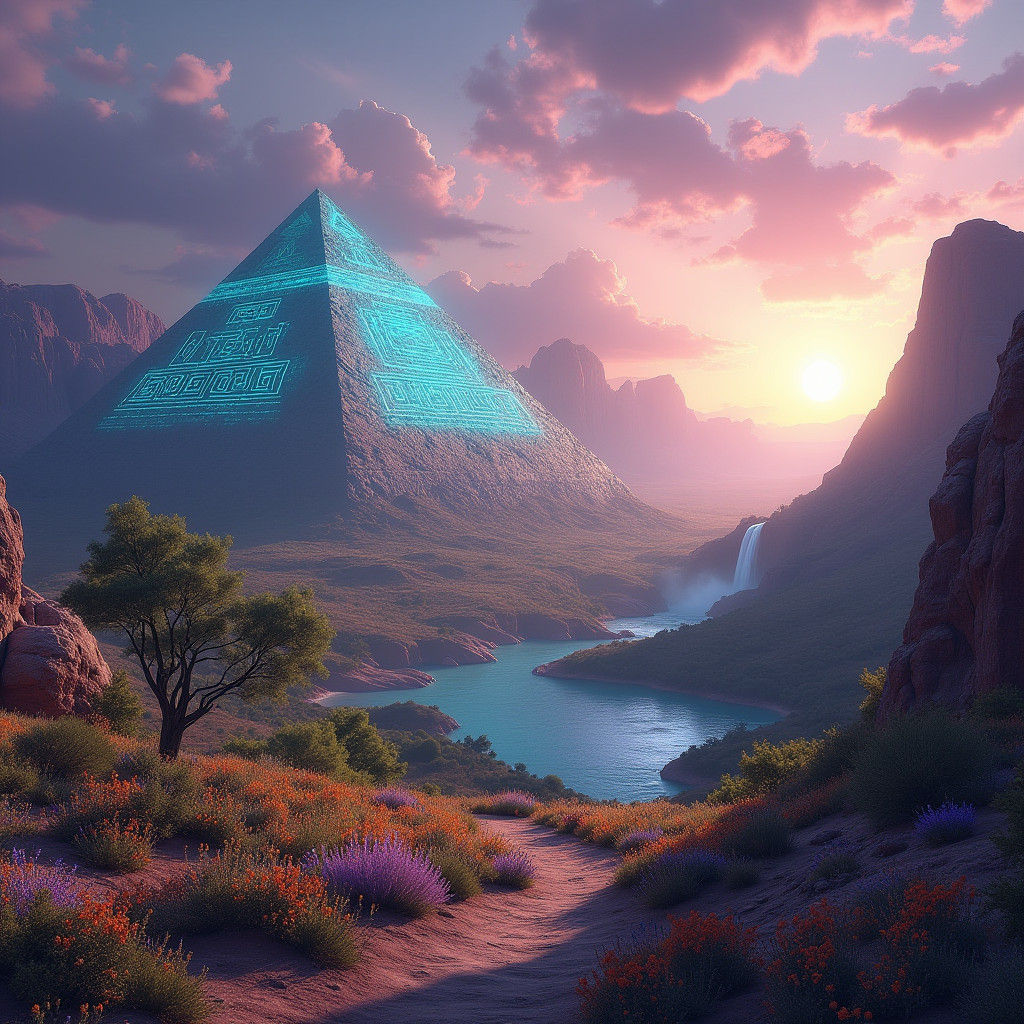 Grand Staircase Pyramid Sunset: A Matte Painting