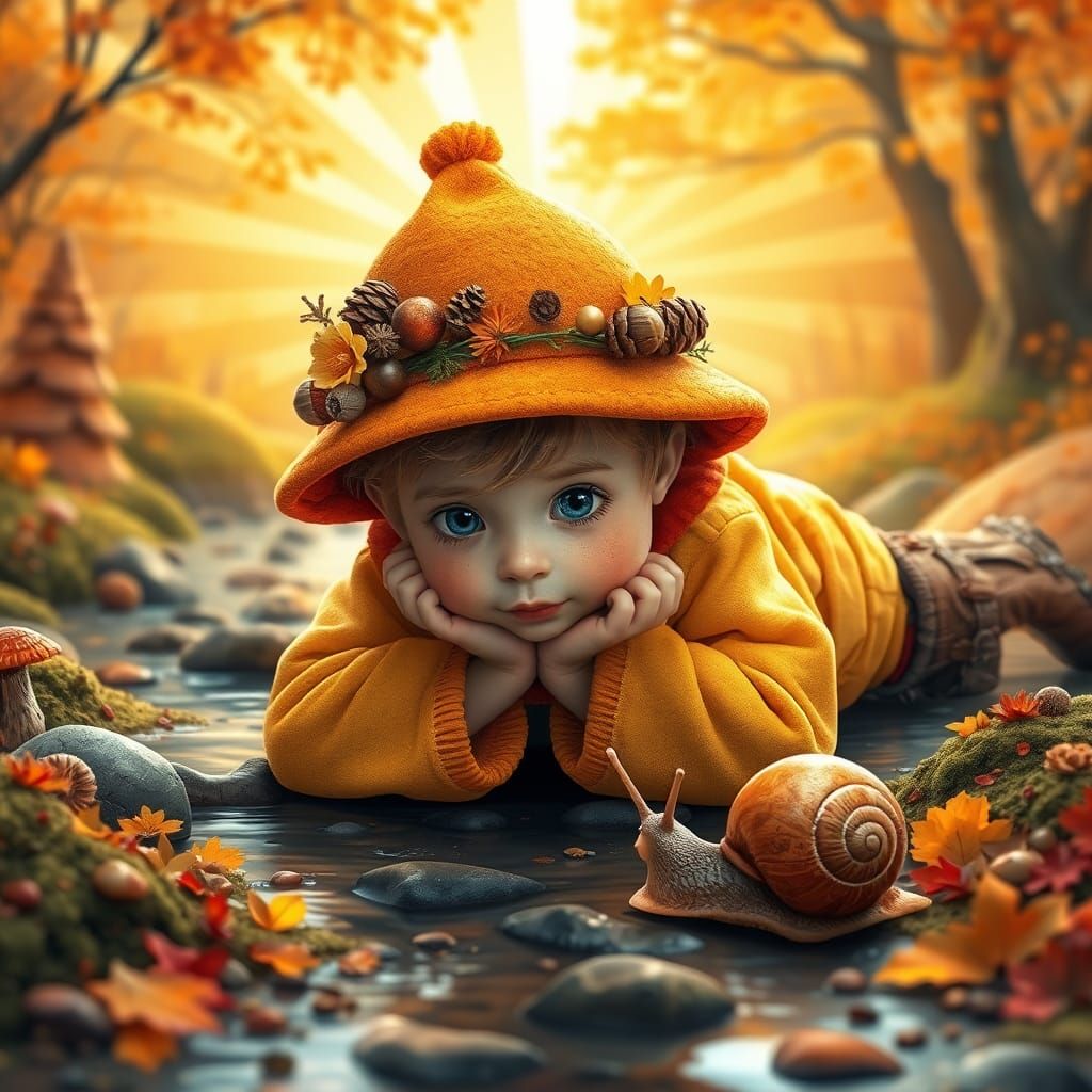 Little Zak, Chin Resting in his Hands, Watching a Snail 🐌