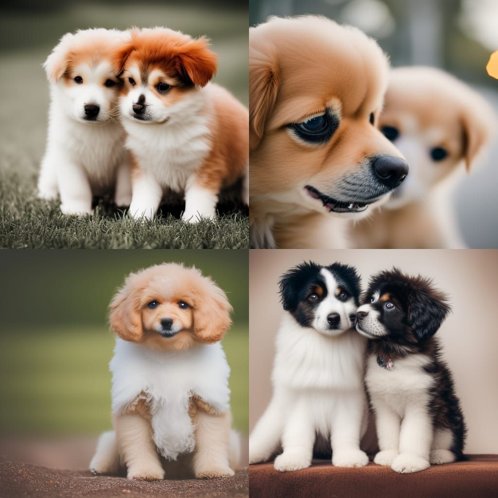 Affectionate Fluffy Puppies in Professional Photography