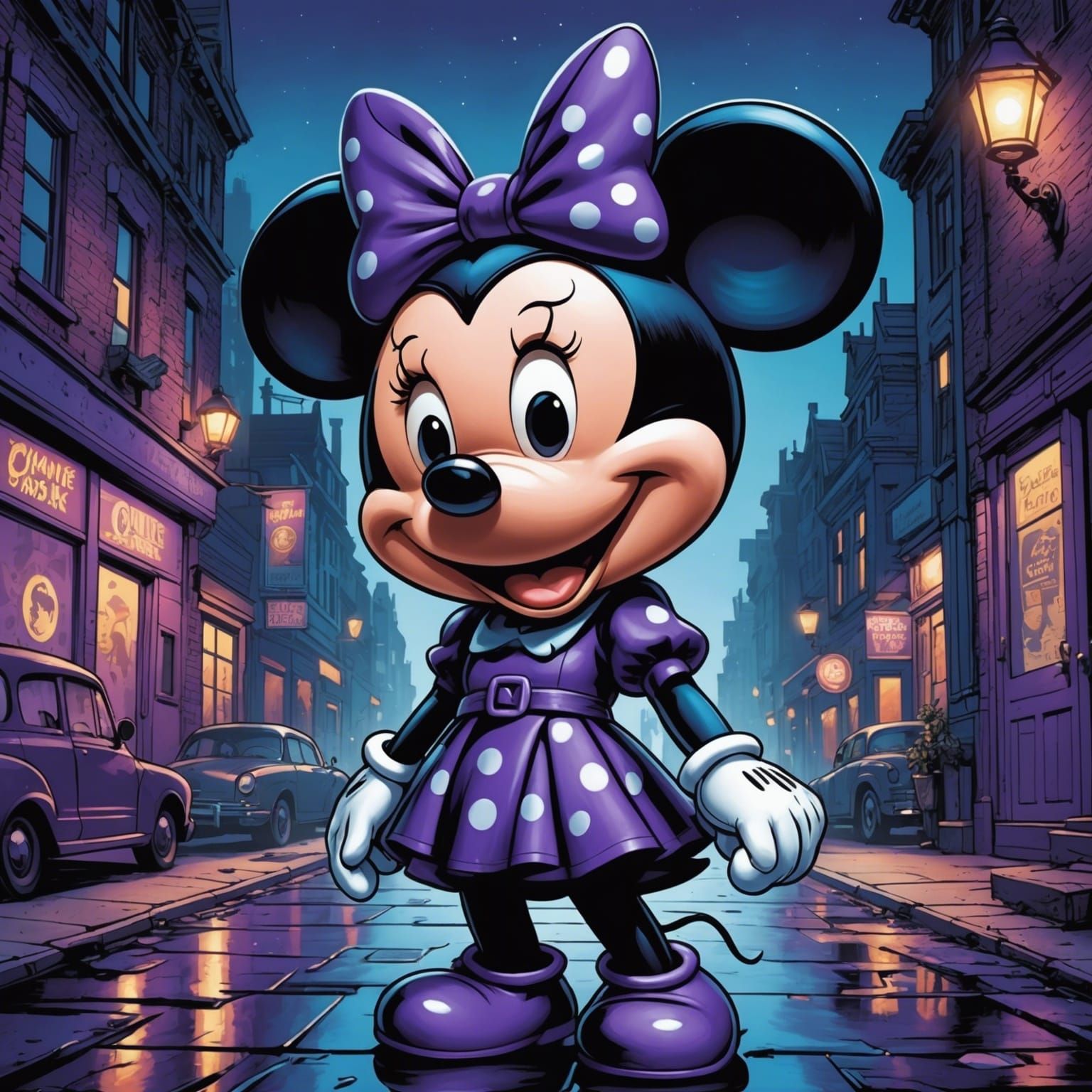 Minnie Mouse in Comic Noir Expressionism Style