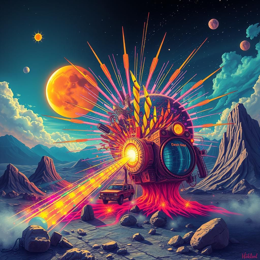 Psychedelic Pop Explosion in Solarpunk Style