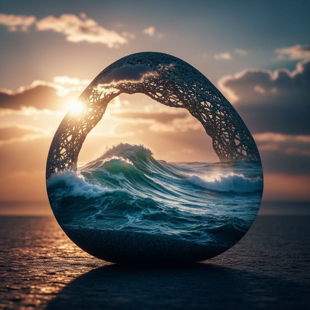 Storm in Stone Pebble: 3D Rendered Coastline View