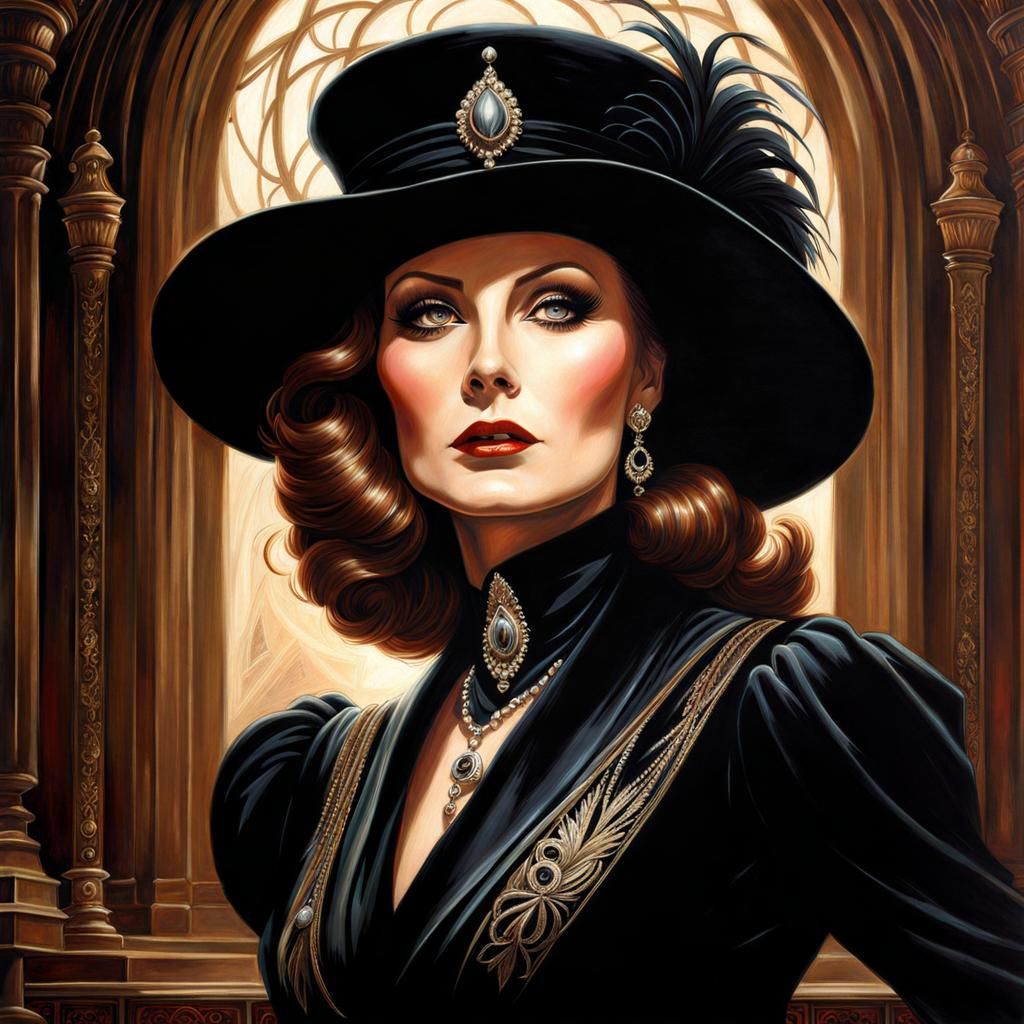 Gothic Greta Garbo Portrait in Dark Fantasy Style