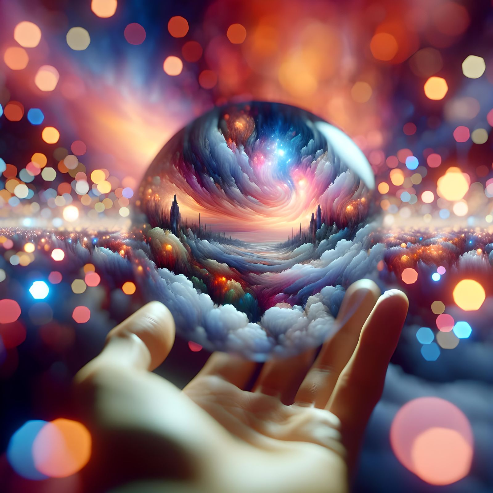 Intricate Lucid Dreamscape with Bokeh Effect