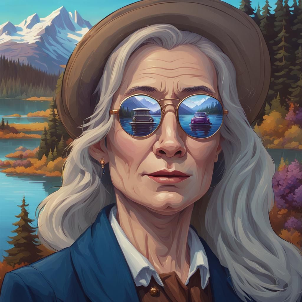 Woman by Lake with Mystical Van: Concept Art