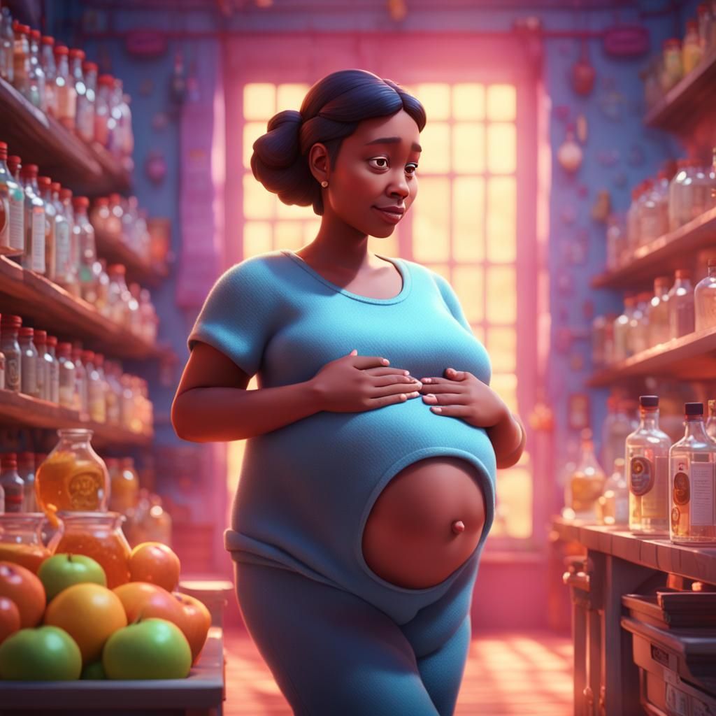 Pregnant Woman in 9th Month: 3D Digital Art