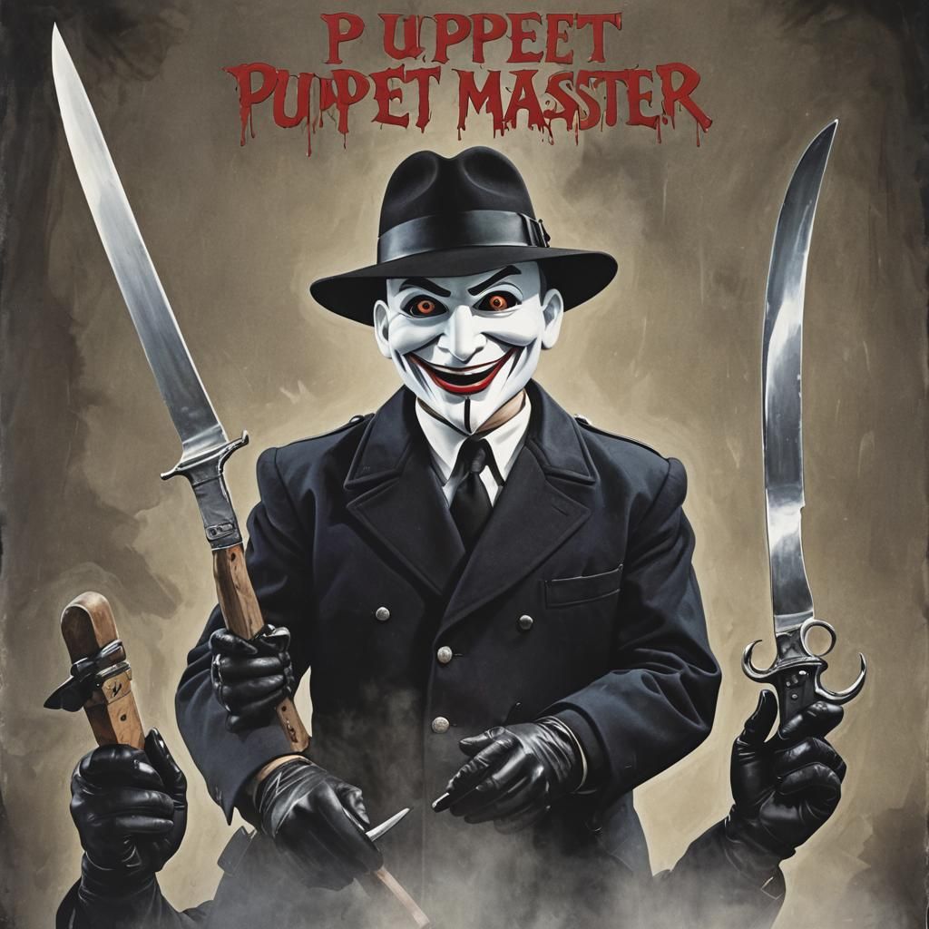 Poster for "Puppet Master"  film 1989, featuring pure white ...