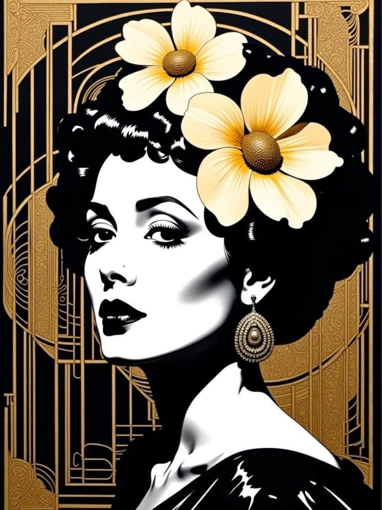 Amy Winehouse in Elegant Art Deco Style: A Timeless Tribute....
