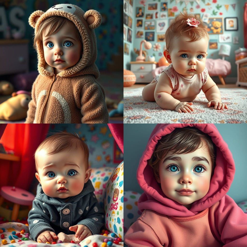 Hyperrealistic Portrait of a Rosy Cheeked Girl in a Cozy Mac...