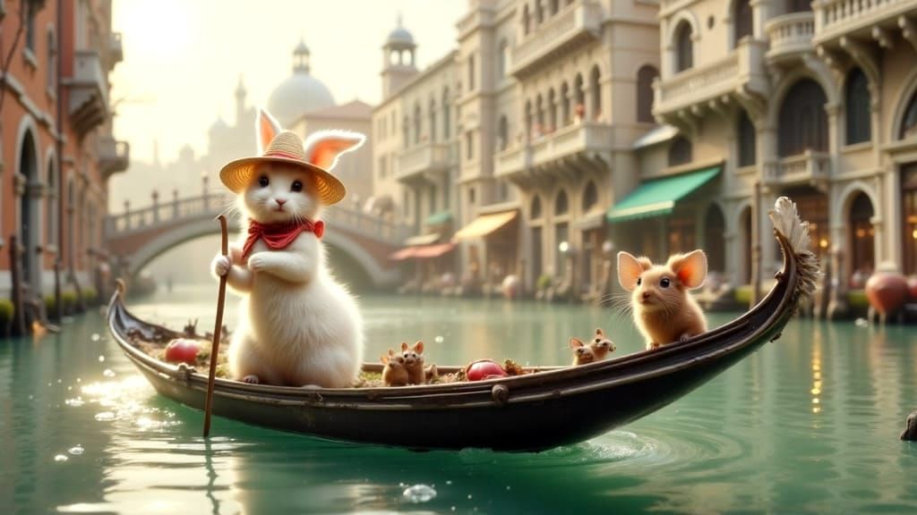 Bunny Gondolier on the Grand Canal in Venice