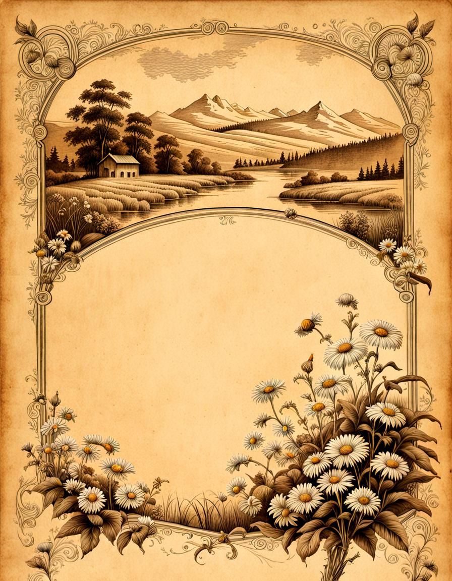 Vintage Sepia Stationery with Floral Letterhead