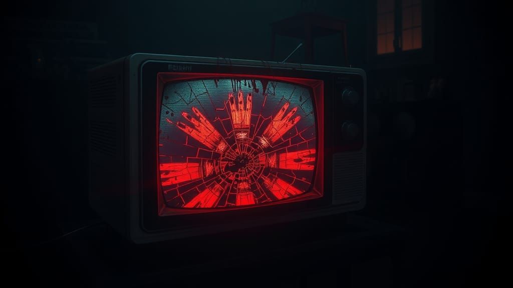Eerie TV Emitting Horror Glitch Art