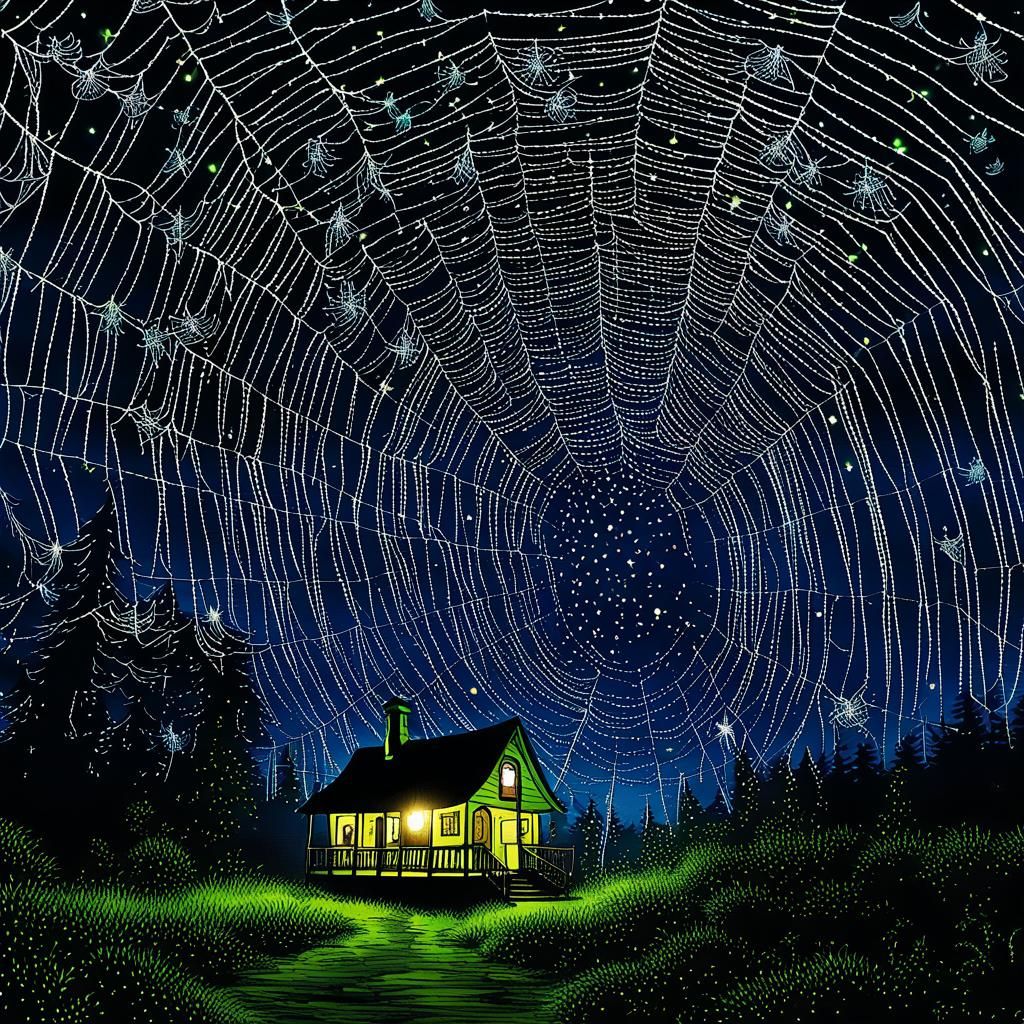 Enchanted Fairyland: Fireflies and Spiderwebs