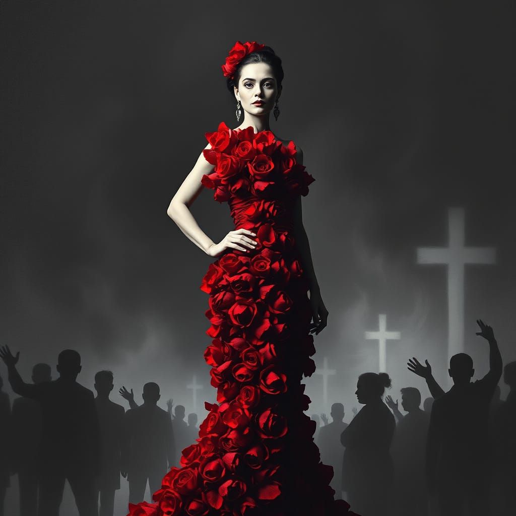 Empowered Rose Woman Defies Social Expectations in Surreal A...