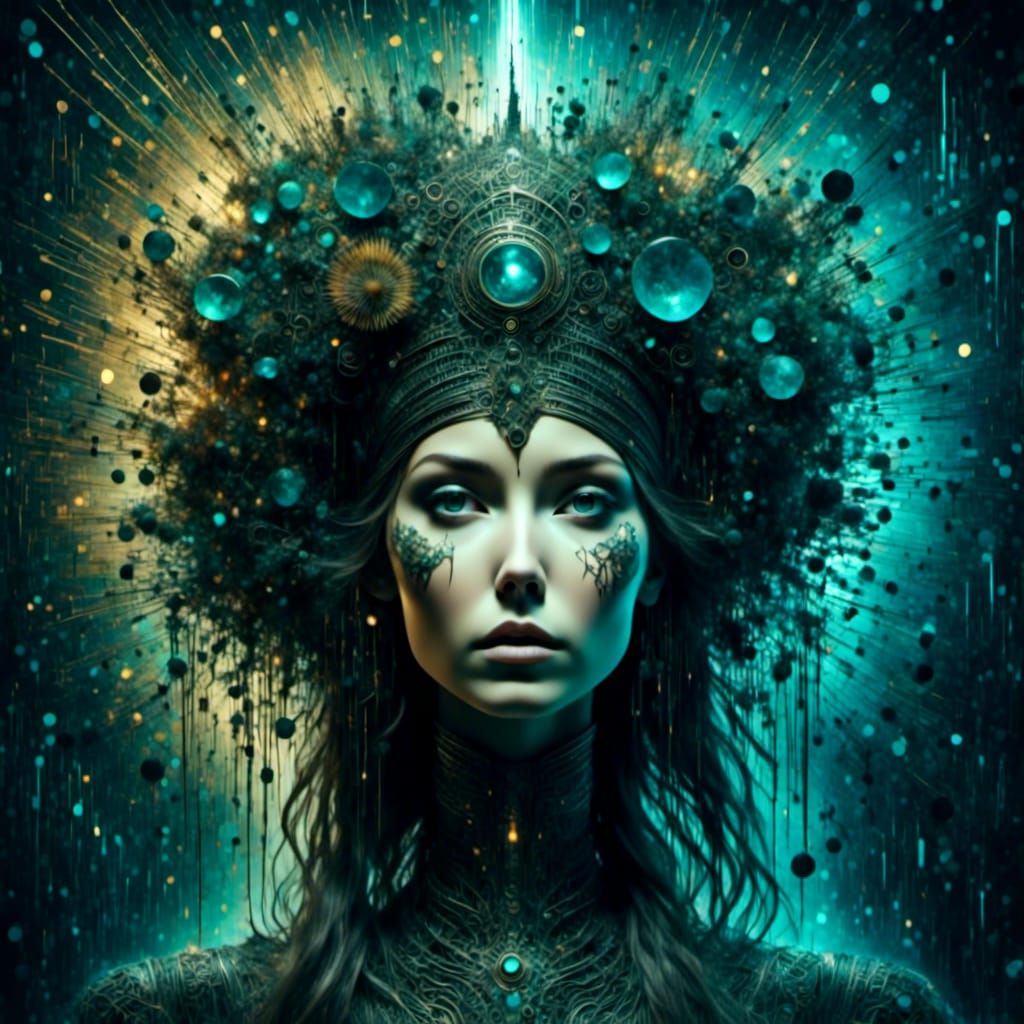 Futuristic Art Nouveau Woman in Synthographic Style