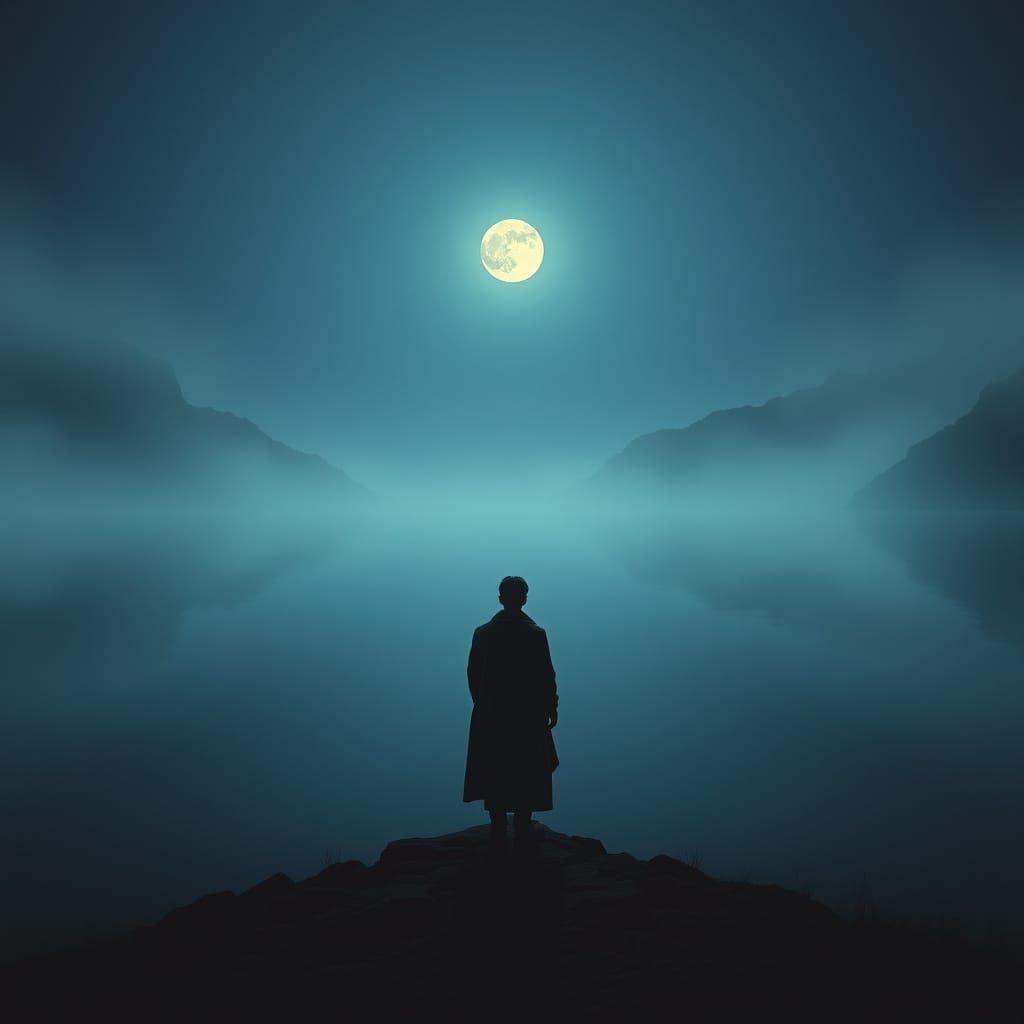 Existential Contemplation by a Moonlit Lake