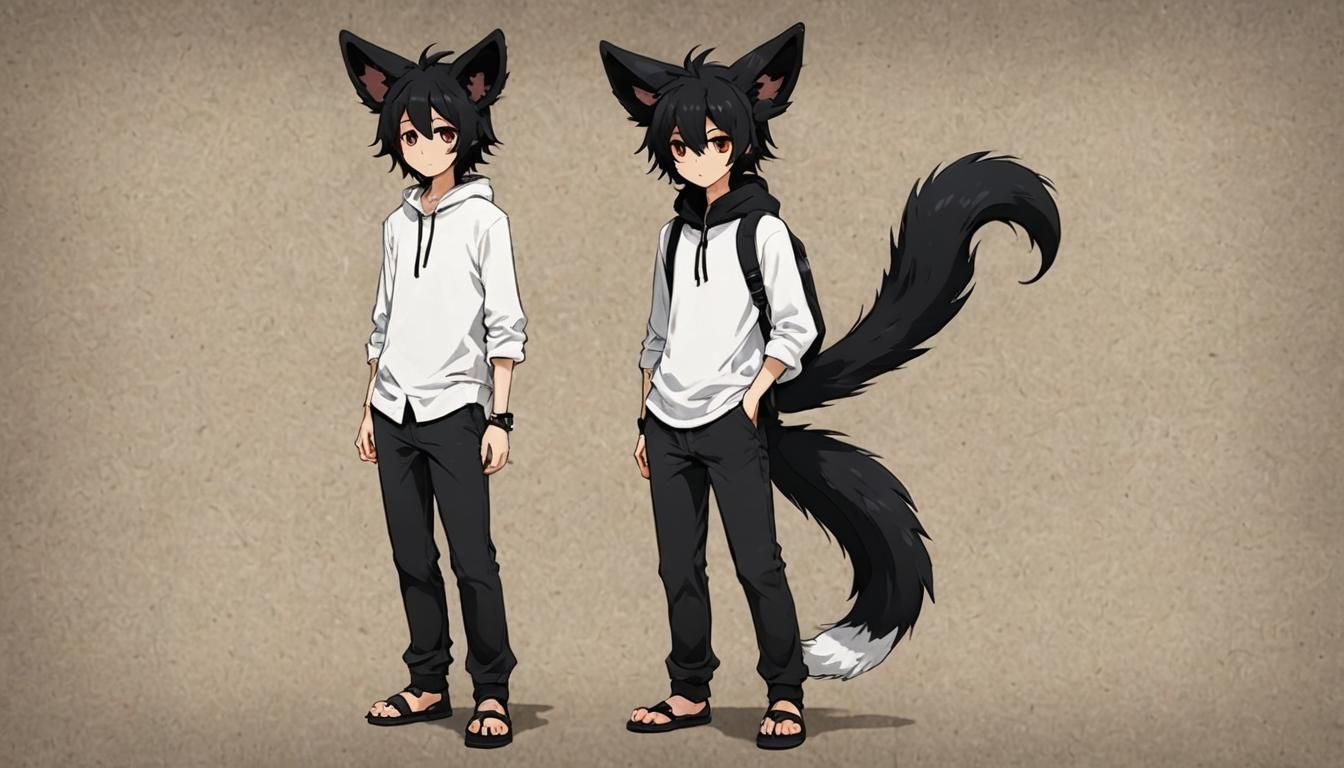 Furry Human-Sized Boy with Black Ears and Tail