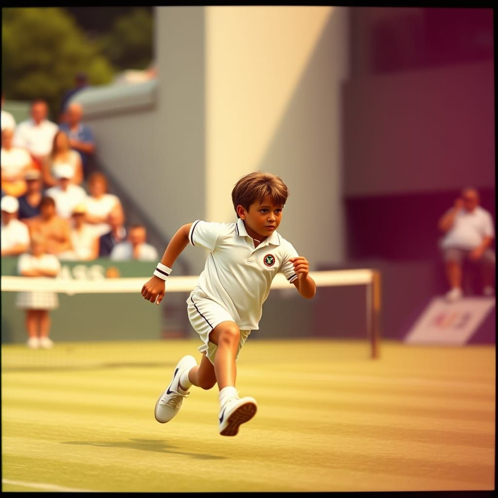 Anthropomorphic Tennis Player on Wimbledon Court