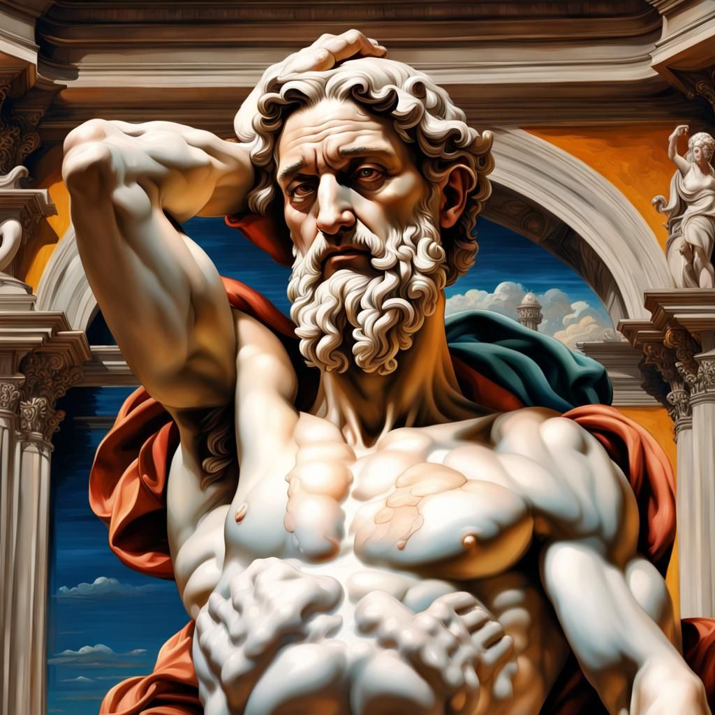 Hyperrealistic Moses Sculpture with Dramatic Lighting