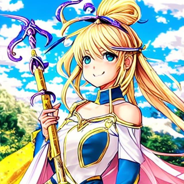 Anime Mage Heroine in Medieval Landscape