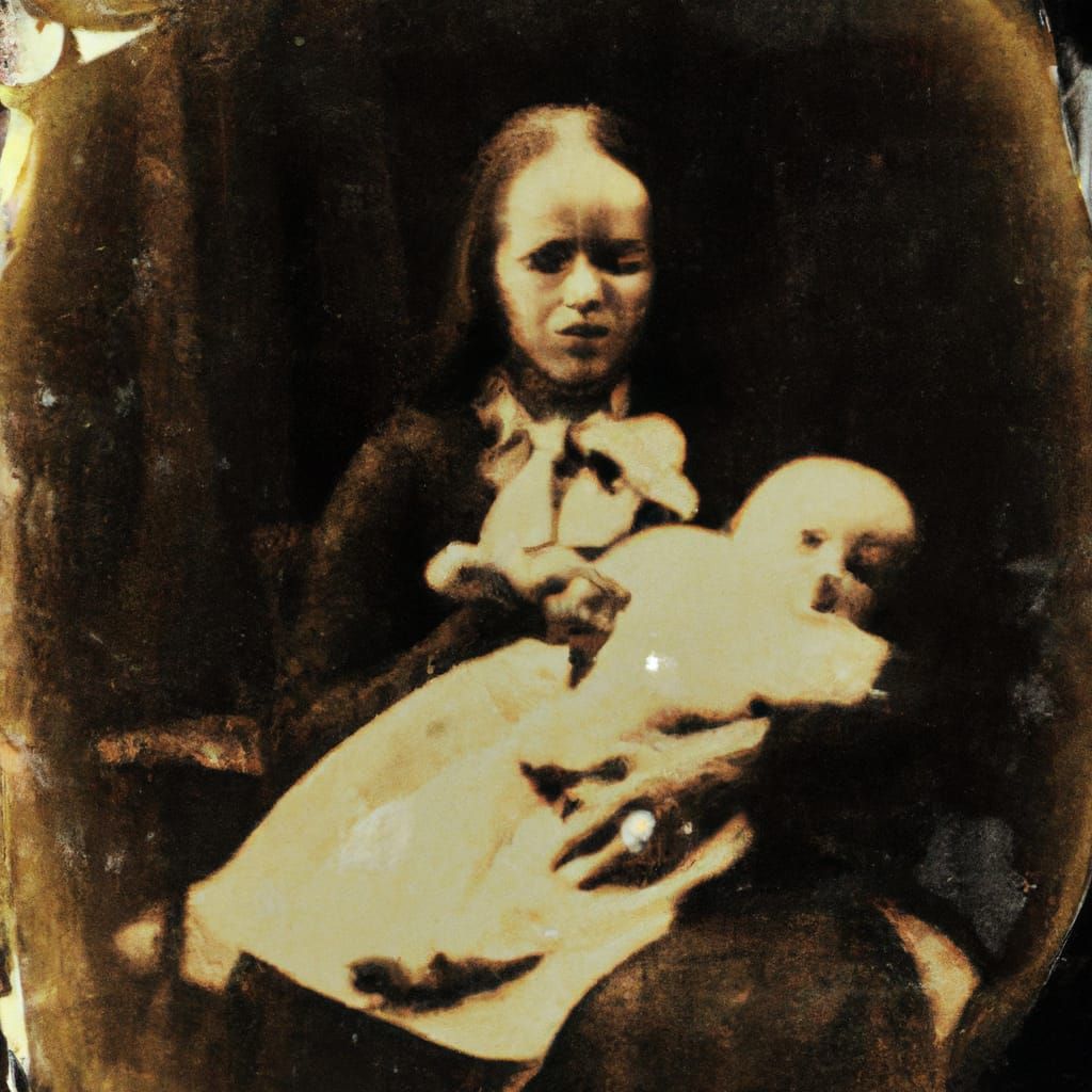 Creepy Haunted Mother and Child in Southern Gothic Style