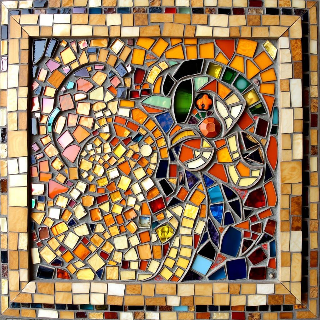 Ornate Mosaic Artwork in Warm Earthy Tones