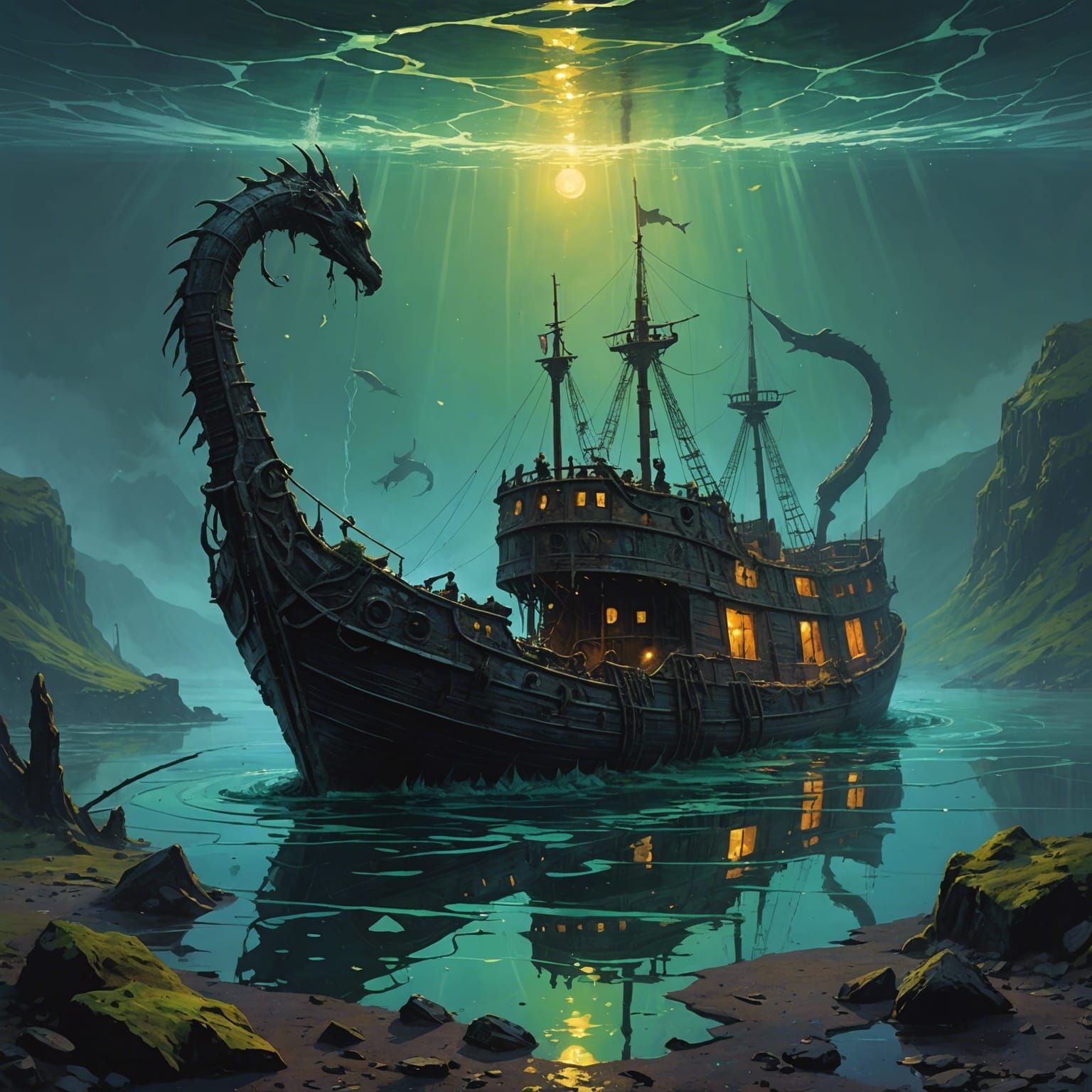 Loch Ness Monster and Sunken Pirate Ship