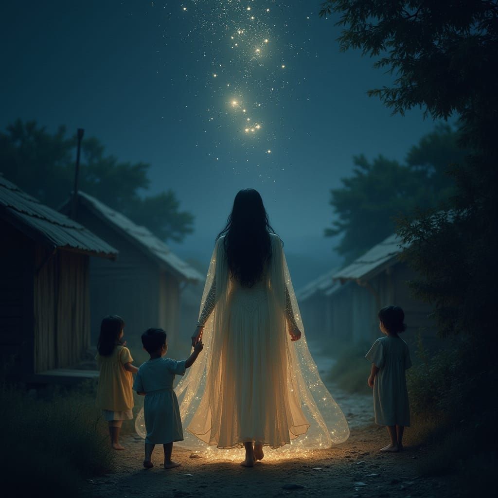 Moonlit Village Guardian in Stardust Gown