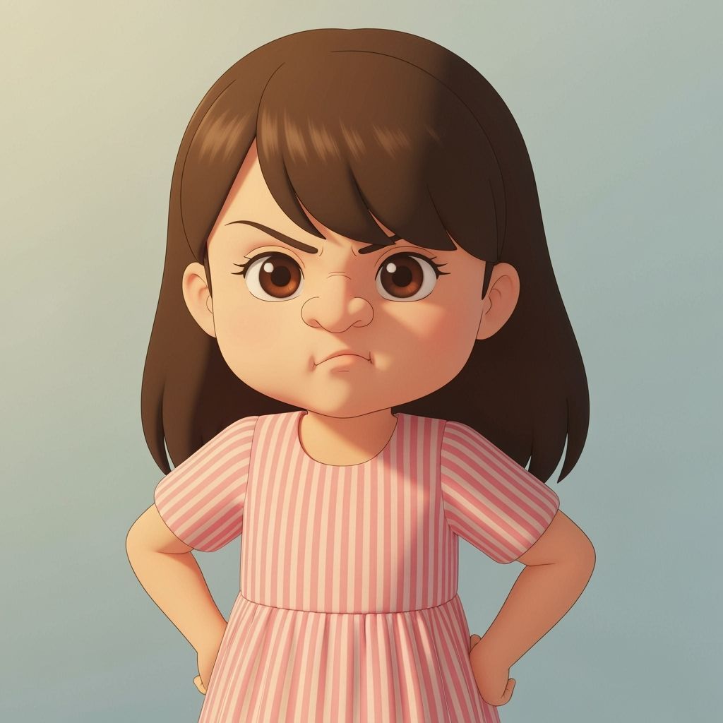 Angry Chibi Girl Portrait in Anime Style