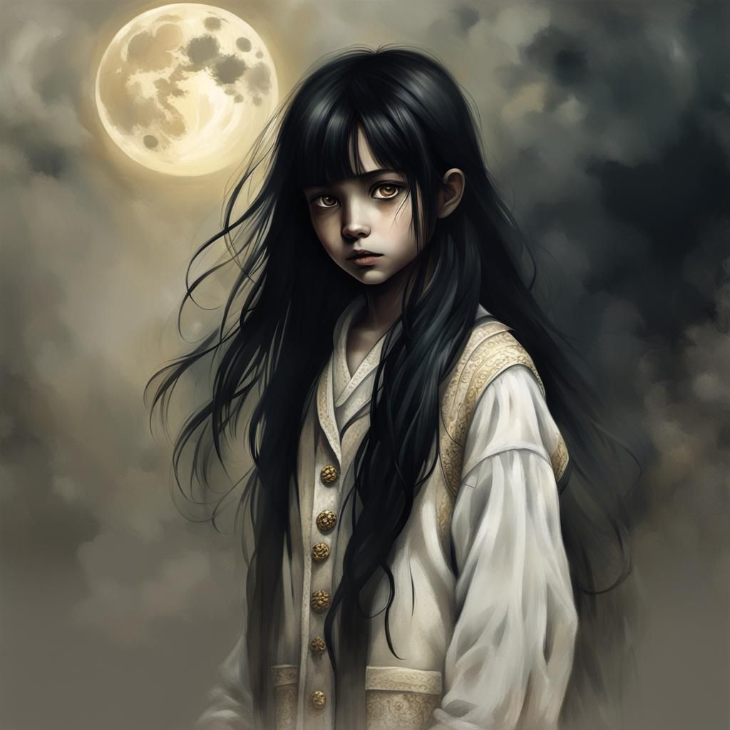 Mysterious Girl in Dark Surrealist Portrait