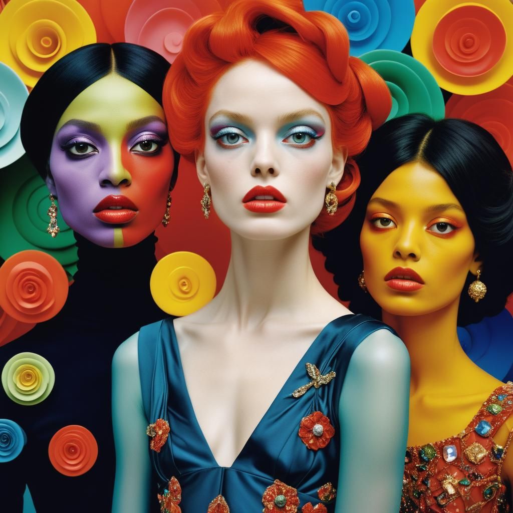 Surreal Simultaneous Dresses: High Resolution Photograph