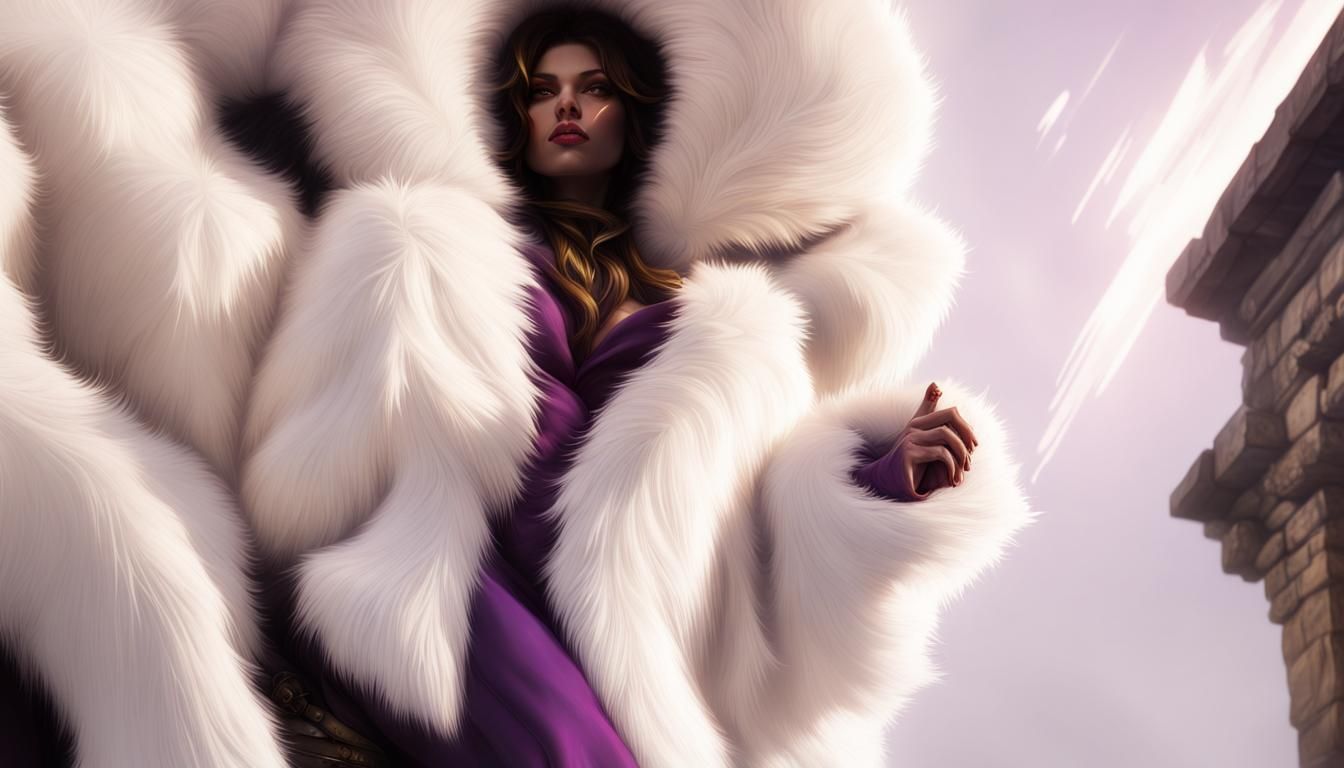Dark Fantasy Fur Coat, Hyperdetailed Concept Art