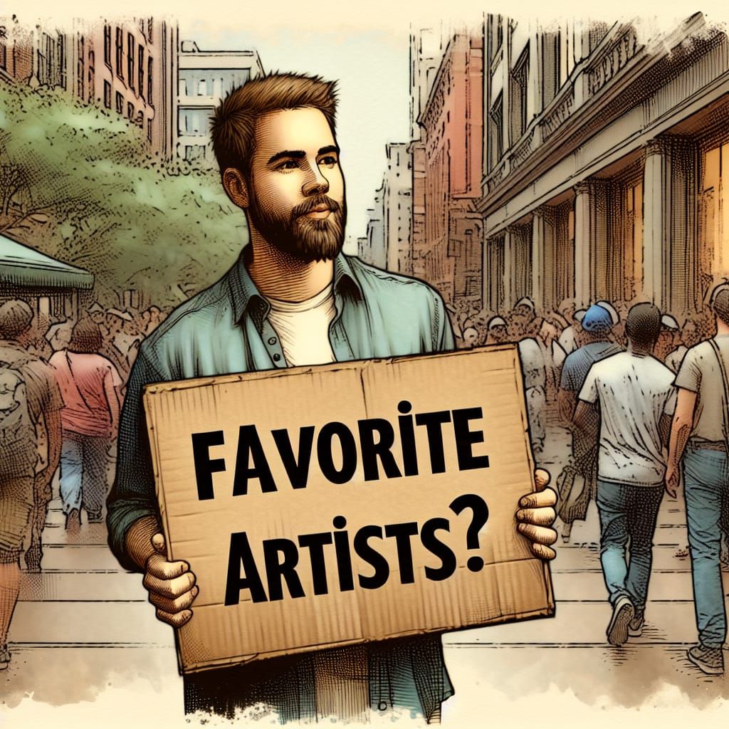 Hispanic Man Asks About Favorite Artists in Watercolor