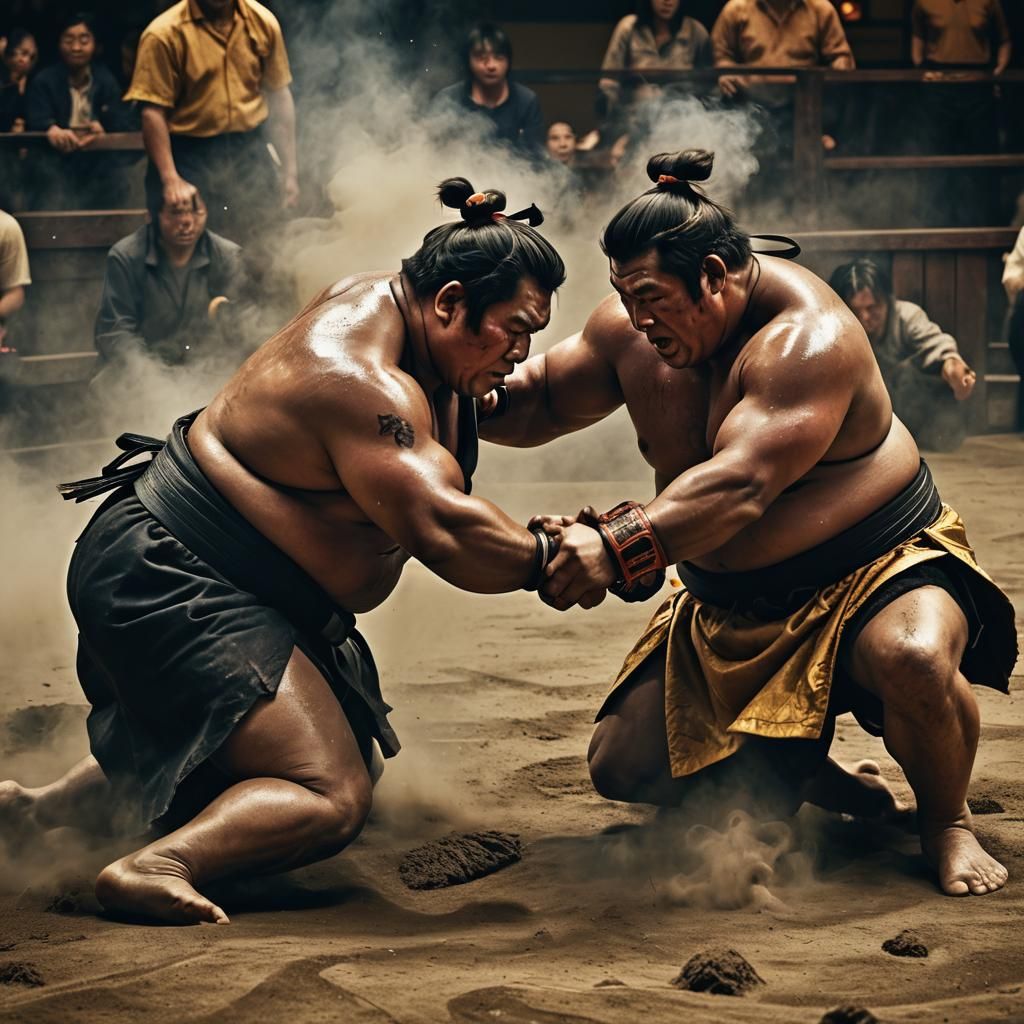 Intense Sumo Wrestling Match in HDR Photography