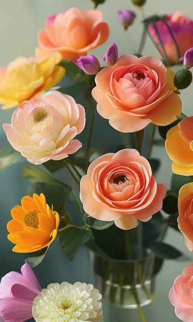 Hyperrealistic Ranunculus Flower Portrait as Oil Painting