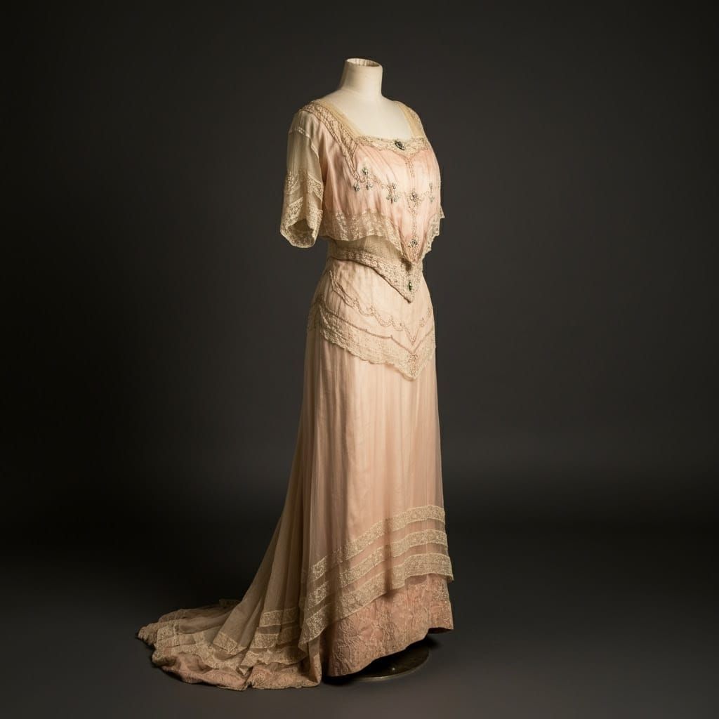 Edwardian Elegance: A Vintage Pink Gown on a Dress Form