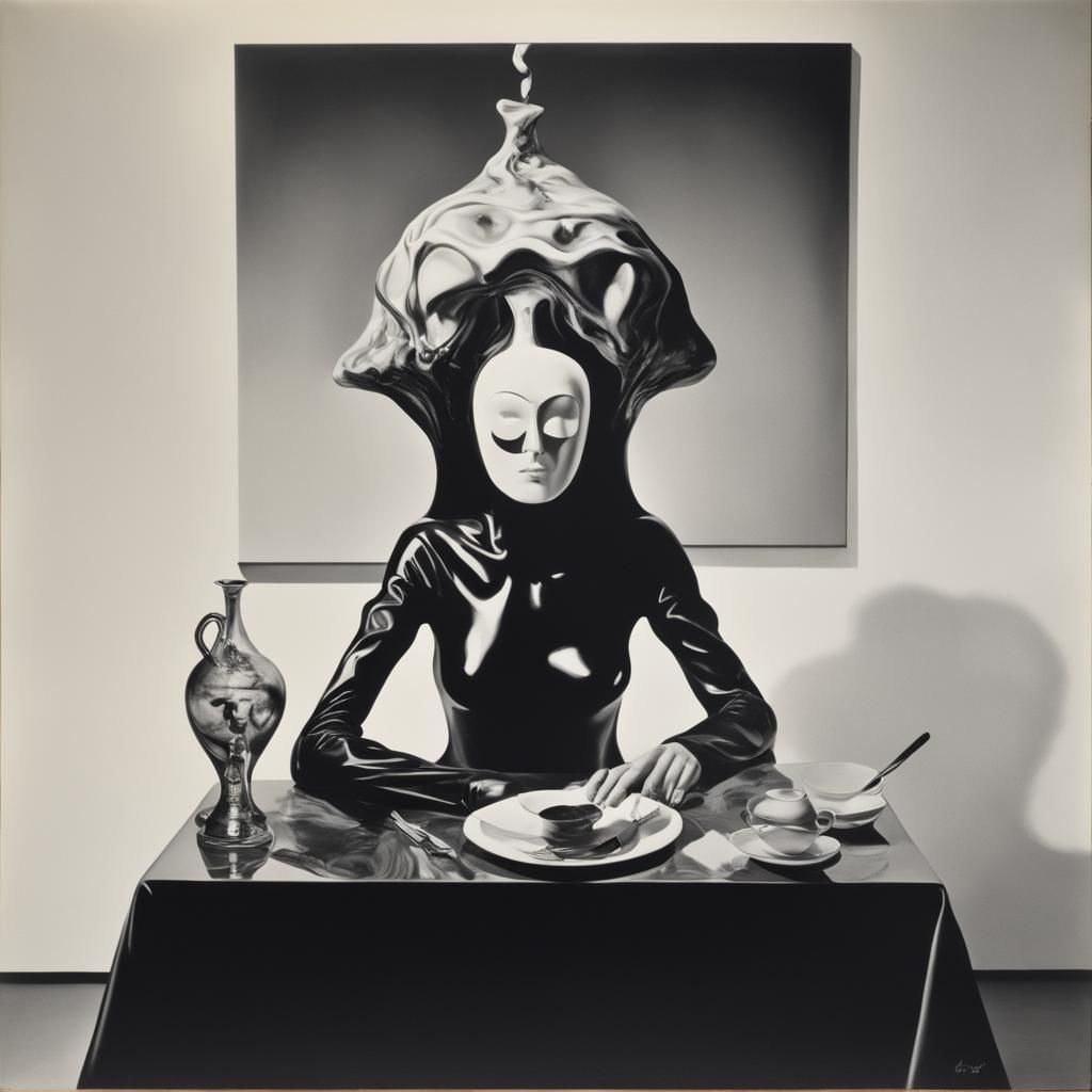 Surrealist Woman with Mask in Dali Style