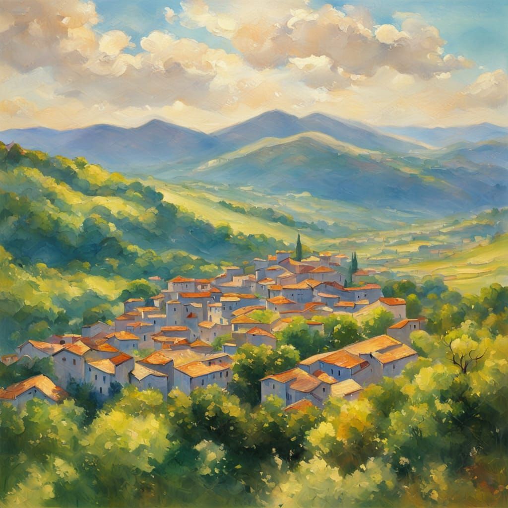 Impressionist Landscape Painting of Longwy Cityscape